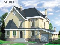 T-230-1K проект двухэтажного дома из кирпича с гаражом размером 15 на 15 