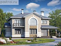 T-258-1P проект двухэтажного коттеджа из пеноблоков размером 14 на 14 