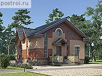 T-312-1K проект двухэтажного дома из кирпича с цоколем и мансардой размером 12 на 10 