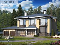 T-414-1K проект двухэтажного дома из кирпича с гаражом размером 17 на 21 