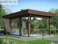 U-030-1K проект одноэтажной беседки из кирпича размером 7 на 6 