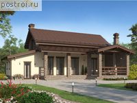 U-087-1P проект одноэтажной бани из пеноблока с мансардой размером 5 на 14 