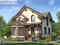 U-089-1P проект одноэтажного дома из пеноблока с мансардой размером 8 на 9
