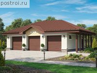 U-096-1P проект одноэтажного гаража из пеноблока размером 12 на 9