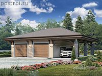 U-109-1K проект одноэтажной бани из кирпича с гаражом размером 12 на 13 