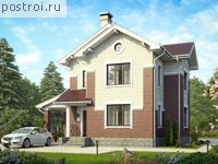 U-111-1P проект двухэтажного коттеджа из пенобетона с гаражом размером 10 на 8 