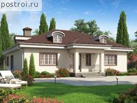 U-125-1P проект одноэтажного коттеджа из газобетона размером 15 на 14 