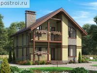U-133-1D проект одноэтажного деревянного дома из бруса с мансардой размером 9 на 10
