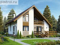 U-153-2P проект одноэтажного коттеджа из пеноблоков с мансардой размером 11 на 10