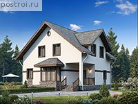 U-169-1K проект одноэтажного дома из кирпича с мансардой размером 12 на 11 