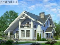 U-179-1P проект одноэтажного дома из пеноблоков с мансардой размером 13 на 11 