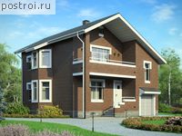 U-184-1K проект двухэтажного дома из кирпича с гаражом размером 12 на 11 