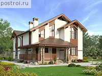 U-190-1K проект одноэтажного коттеджа из кирпича с мансардой размером 11 на 15 