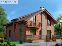 U-194-4P проект двухэтажного коттеджа из пенобетона размером 10 на 12 