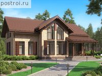 U-205-1P проект одноэтажного дома из пенобетона с мансардой размером 15 на 17