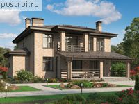U-221-1K проект двухэтажного коттеджа из кирпича размером 14 на 15 