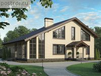 U-241-1K проект одноэтажного дома из кирпича с мансардой размером 12 на 17 