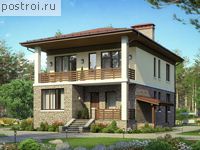 U-245-1P проект двухэтажного дома из газобетона с цоколем размером 14 на 9 