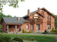 U-252-2K проект двухэтажного коттеджа из кирпича с гаражом размером 18 на 12 