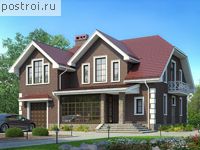 U-267-1P проект одноэтажного дома из пеноблоков с мансардой и гаражом размером 13 на 14 