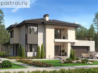 U-279-1K проект двухэтажного дома из кирпича с гаражом размером 17 на 16 