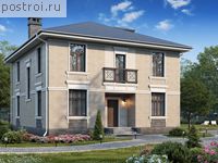 U-291-1P проект двухэтажного дома из пеноблоков с цоколем размером 11 на 13 