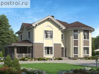 U-295-1P проект двухэтажного дома из пеноблоков с мансардой размером 13 на 17