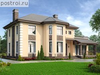 U-317-1P проект двухэтажного дома из пенобетона с цоколем размером 16 на 12