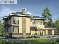 U-325-1P проект двухэтажного дома из пенобетона с гаражом размером 22 на 16 