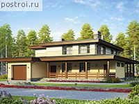 U-350-1P проект двухэтажного дома из пенобетона с гаражом размером 19 на 16 