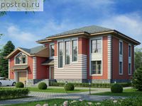 U-358-1K проект двухэтажного коттеджа из кирпича с гаражом размером 21 на 19 