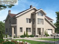 U-374-1P проект двухэтажного дома из газобетона с гаражом размером 13 на 18 