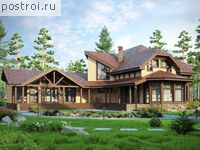 U-377-1D проект двухэтажного деревянного дома из бруса с гаражом размером 26 на 21 