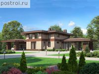 U-382-1K проект двухэтажного дома из кирпича с гаражом размером 26 на 24 