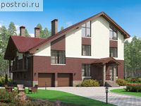 U-395-1P проект двухэтажного дома из газобетона с мансардой и гаражом размером 18 на 20 