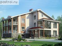 U-411-1P проект трехэтажного дома из газобетона с цоколем и мансардой размером 17 на 16 