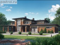 U-433-1P проект двухэтажного дома из газобетона с гаражом размером 27 на 19