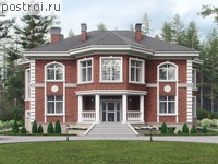 U-436-1K проект двухэтажного дома из кирпича с цоколем размером 20 на 23