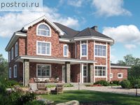 U-636-1P проект двухэтажного дома из газобетона с мансардой и гаражом размером 23 на 16 