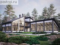 U-959-1K проект двухэтажного дома из кирпича с цоколем и гаражом размером 27 на 31 