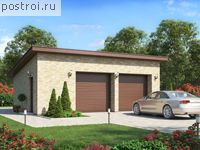 V-074-1P проект одноэтажного гаража из пеноблока размером 6 на 8