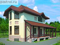 V-106-1P проект двухэтажного коттеджа из пенобетона с цоколем размером 7 на 5 