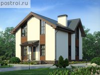 V-132-1P проект одноэтажного дома из газобетона с мансардой размером 10 на 8 