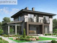 V-154-1P проект двухэтажного коттеджа из пеноблоков размером 14 на 13 