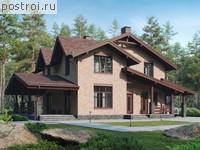 V-159-1K проект двухэтажного коттеджа из кирпича с гаражом размером 18 на 11