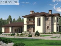 V-161-1K проект двухэтажного дома из кирпича с гаражом размером 24 на 12 