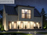 V-164-1K проект одноэтажного дома из кирпича с мансардой размером 9 на 14 