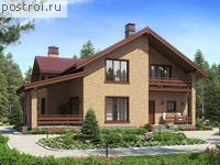 V-173-1P проект двухэтажного дома из пеноблоков с подвалом и мансардой размером 9 на 12