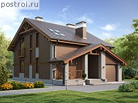 V-181-1P проект двухэтажного дома из пеноблоков с гаражом размером 10 на 14 