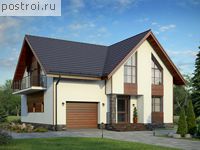 V-183-1P проект одноэтажного дома из пеноблоков с мансардой и гаражом размером 12 на 11 